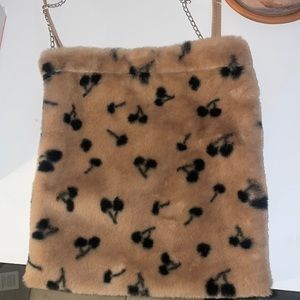 Shein fluffy cherry graphic shoulder bag